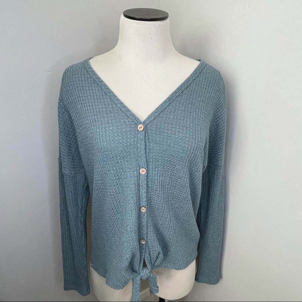 Lazy sundays waffle knit button down